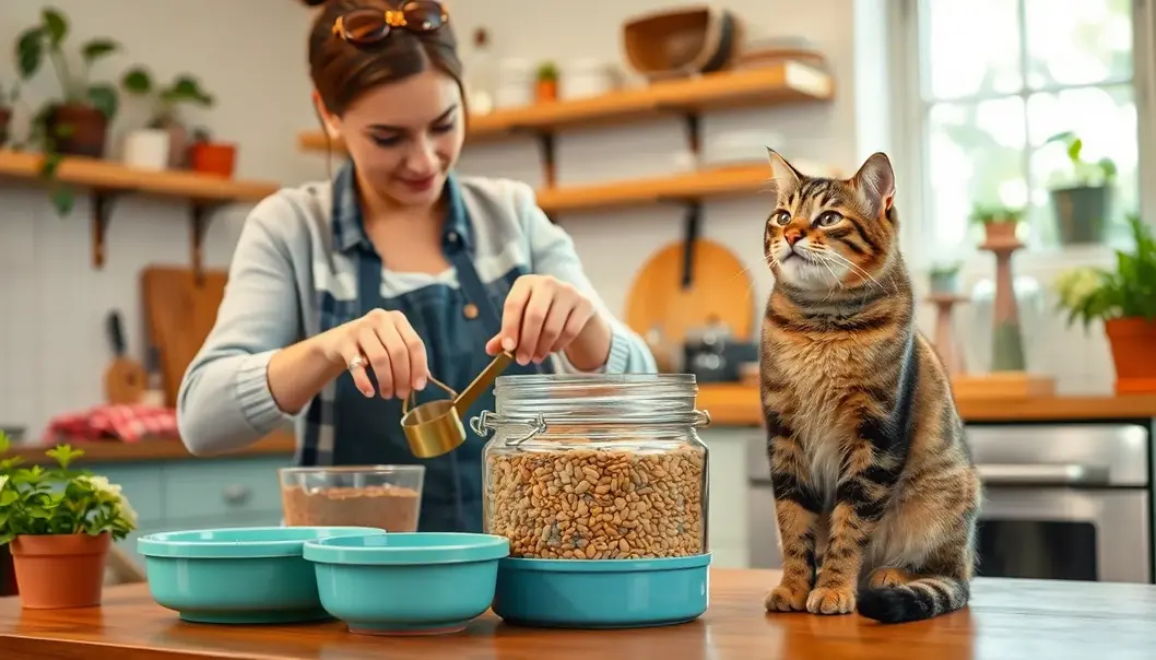 Pet owner embraces sustainable pet feeding with bulk buying.