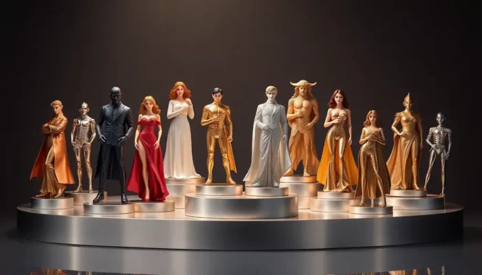 Several luxury collectible figures from 2025, emphasizing craftsmanship and elegance.