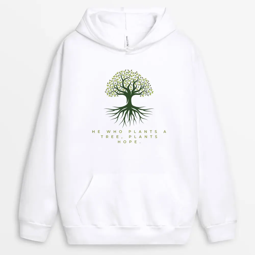 Planting Trees Is Planting Hope Printed Hoodie – White